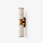 Dualis Alabaster Wall Sconce in Brushed Brass | Modern LED Vanity Light
