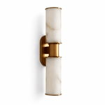 Dualis Alabaster Wall Sconce in Brushed Brass | Modern LED Vanity Light