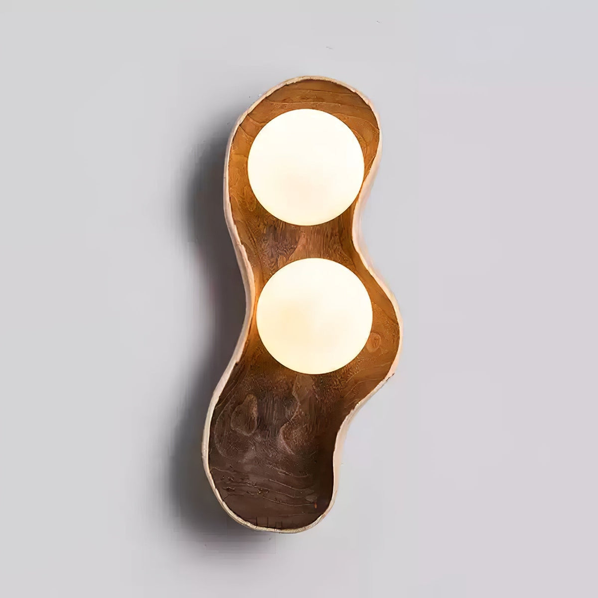 Dualis Rootlight Wall Sconce – Sculptural Walnut Wood & Opal Glass
