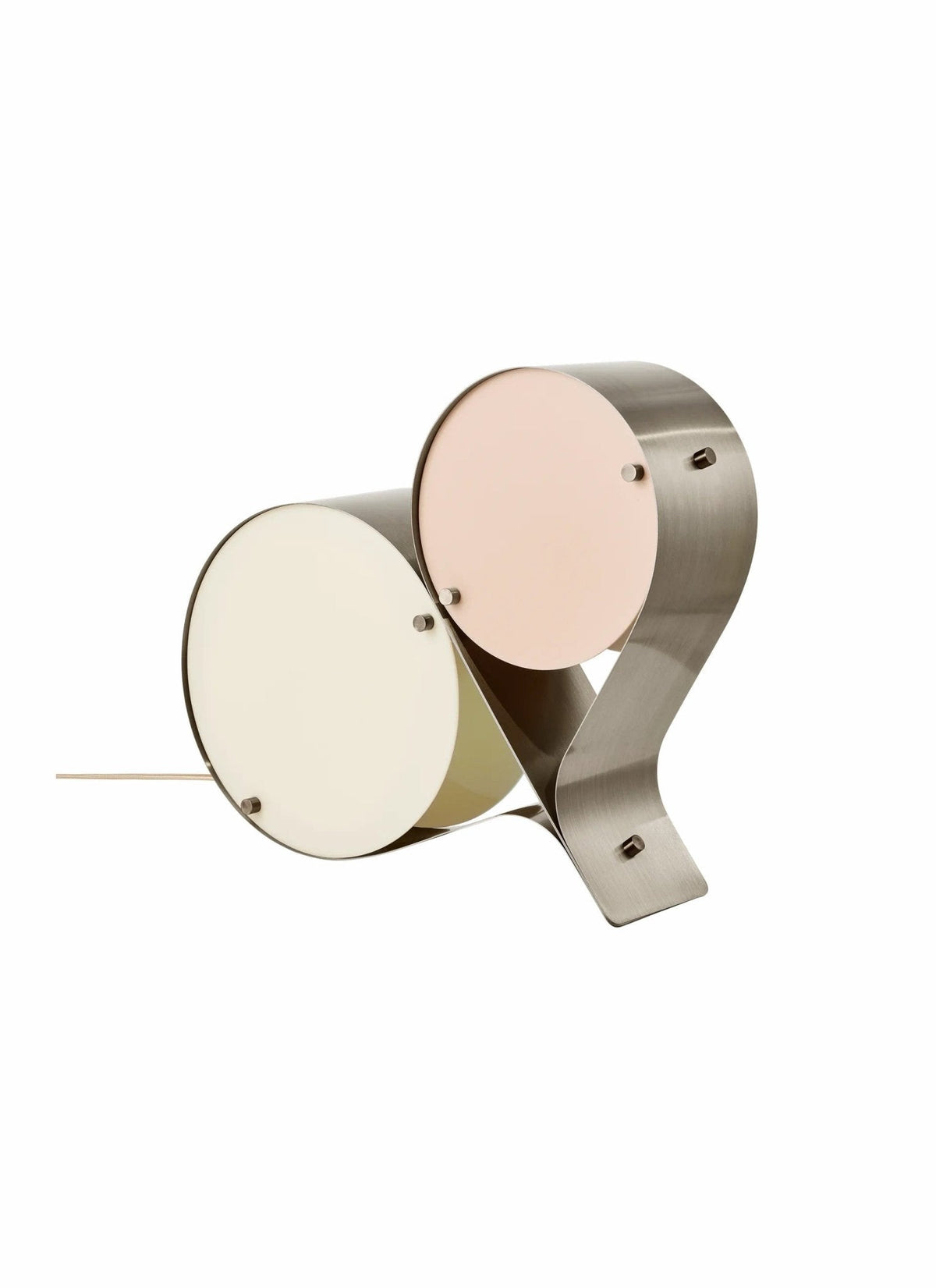 Duet Disc Modern LED Table Lamp with Dual Acrylic Shades, Nickel Finish