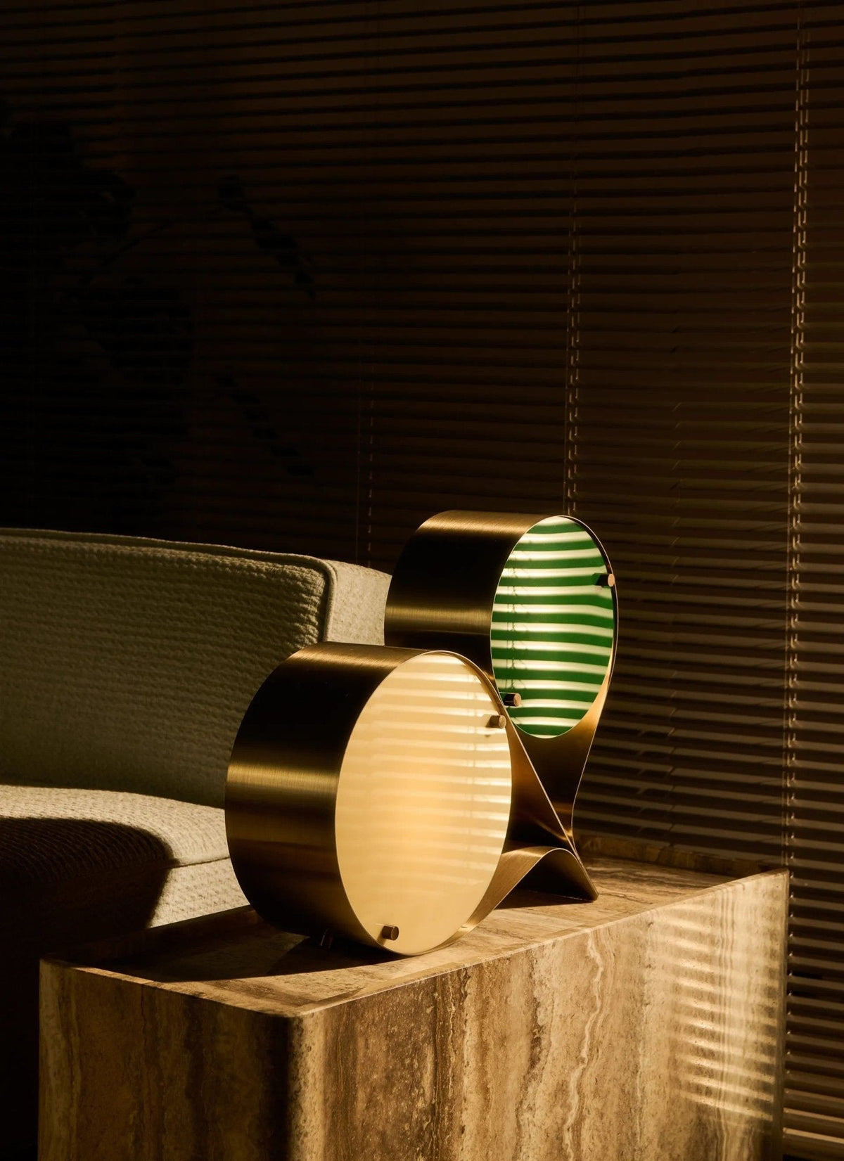 Duet Disc Modern LED Table Lamp with Dual Acrylic Shades, Nickel Finish