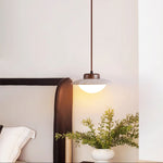 Duet Pendant Light in Travertine and Wood | Modern Minimalist Hanging Lamp for Dining and Living Spaces