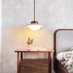 Duet Pendant Light in Travertine and Wood | Modern Minimalist Hanging Lamp for Dining and Living Spaces