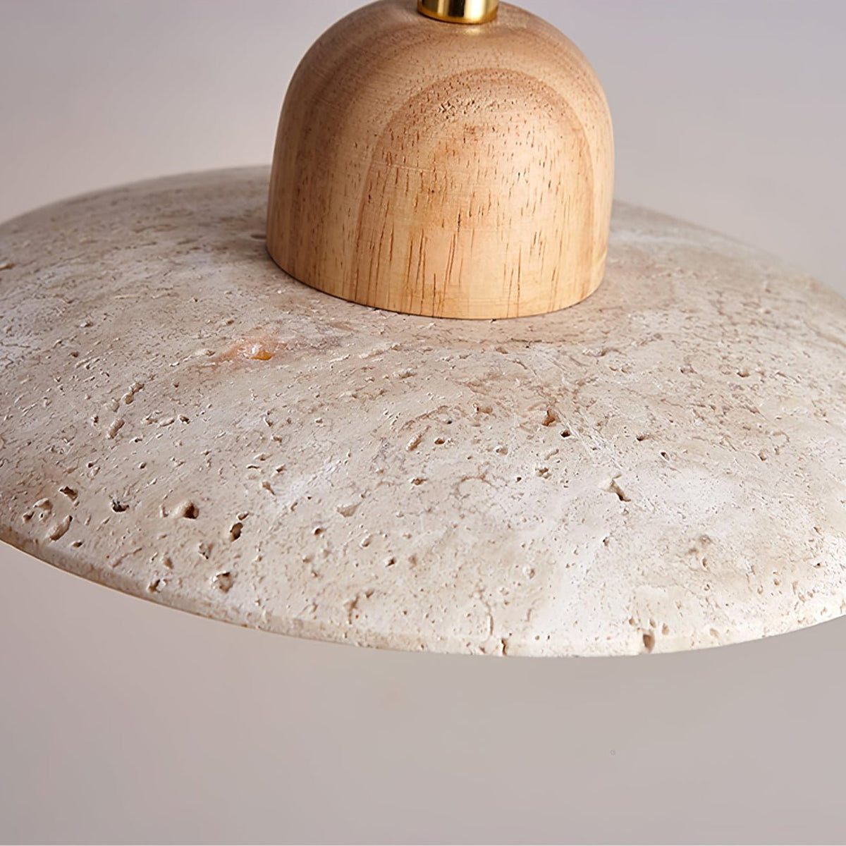 Duet Pendant Light in Travertine and Wood | Modern Minimalist Hanging Lamp for Dining and Living Spaces