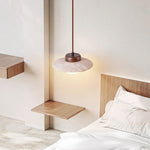 Duet Pendant Light in Travertine and Wood | Modern Minimalist Hanging Lamp for Dining and Living Spaces