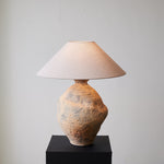 Duna Sculptural Ceramic Table Lamp with Linen Shade for Bedroom & Living Room