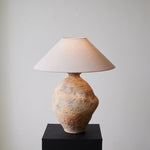 Duna Sculptural Ceramic Table Lamp with Linen Shade for Bedroom & Living Room