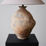 Duna Sculptural Ceramic Table Lamp with Linen Shade for Bedroom & Living Room