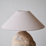 Duna Sculptural Ceramic Table Lamp with Linen Shade for Bedroom & Living Room
