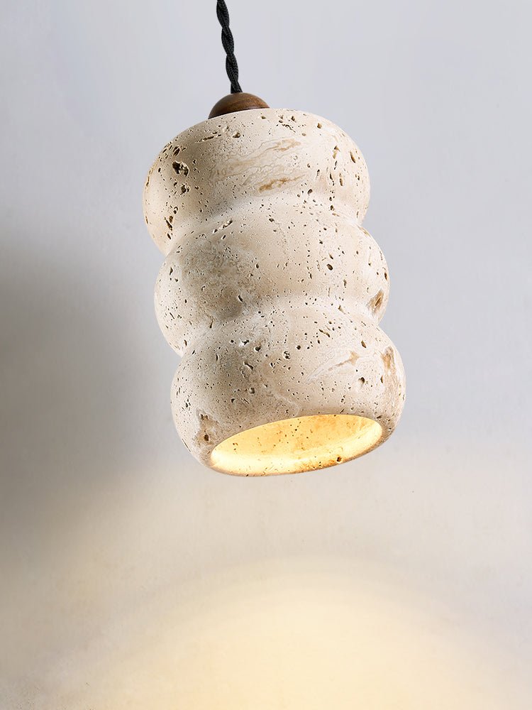 Dune Pebble Travertine Pendant Light – Natural Stone Sculptural Hanging Lamp