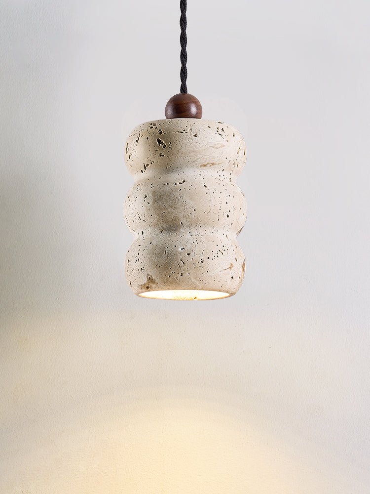 Dune Pebble Travertine Pendant Light – Natural Stone Sculptural Hanging Lamp