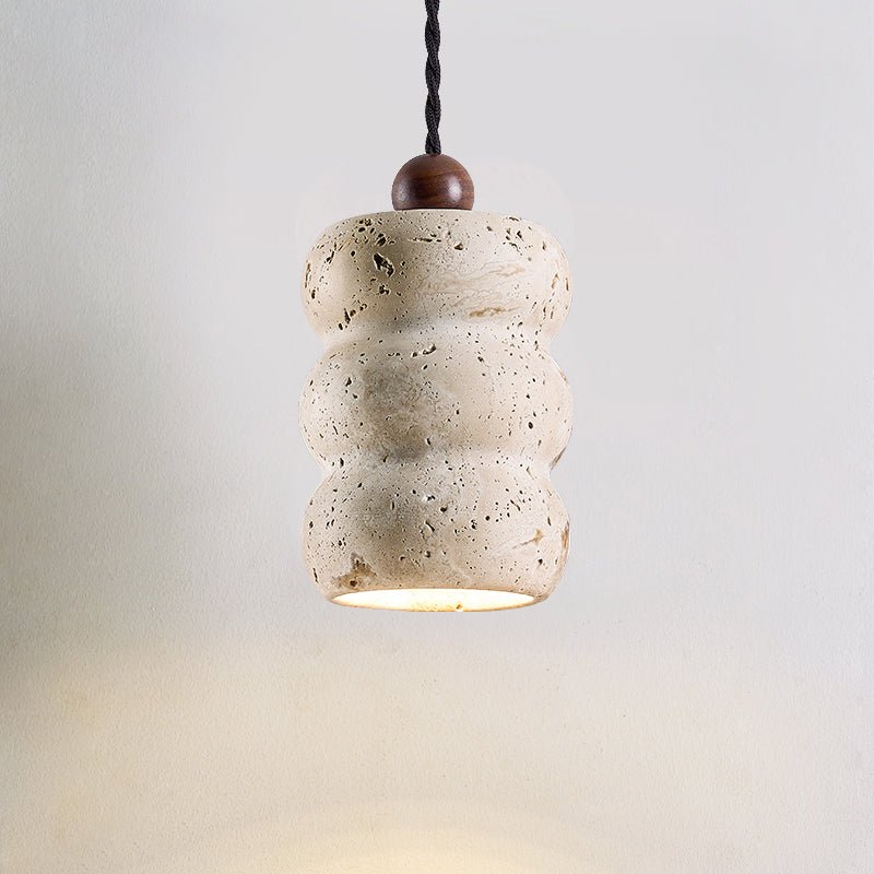 Dune Pebble Travertine Pendant Light – Natural Stone Sculptural Hanging Lamp