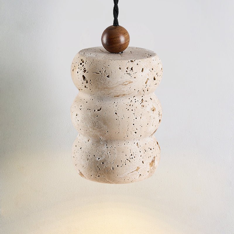 Dune Pebble Travertine Pendant Light – Natural Stone Sculptural Hanging Lamp