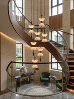 Duo Alabaster Pendant Light – Sculptural Brass & Natural Stone Chandelier