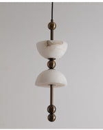 Duo Alabaster Pendant Light – Sculptural Brass & Natural Stone Chandelier