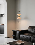 Duo Alabaster Pendant Light – Sculptural Brass & Natural Stone Chandelier