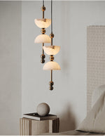Duo Alabaster Pendant Light – Sculptural Brass & Natural Stone Chandelier