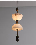 Duo Alabaster Pendant Light – Sculptural Brass & Natural Stone Chandelier