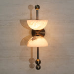 Duo Alabaster Wall Sconce with Aged Brass Accents