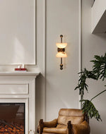 Duo Alabaster Wall Sconce with Aged Brass Accents