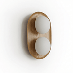 Duo Orb Wood Wall Sconce – Modern Scandinavian Bedroom Wall Light with Opal Glass Globes