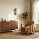 Duo Orb Wood Wall Sconce – Modern Scandinavian Bedroom Wall Light with Opal Glass Globes
