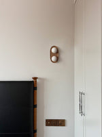 Duo Orb Wood Wall Sconce – Modern Scandinavian Bedroom Wall Light with Opal Glass Globes