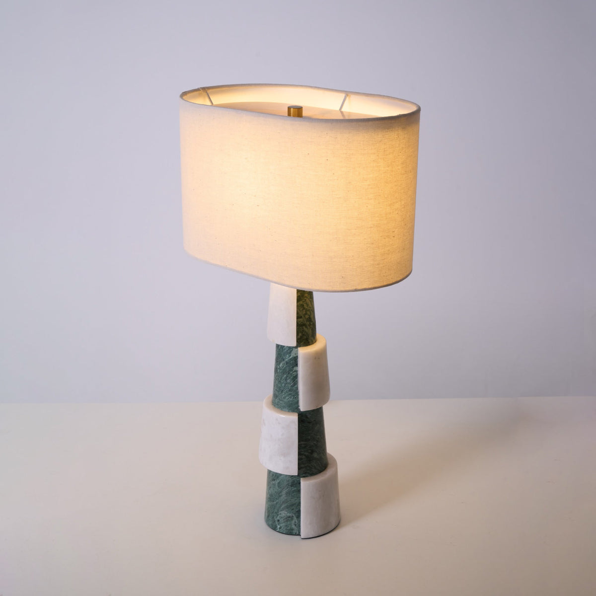 Duomo Marble Table Lamp – Sculptural Stone Base with Fabric Shade