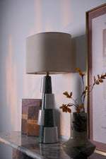 Duomo Marble Table Lamp – Sculptural Stone Base with Fabric Shade
