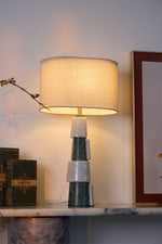 Duomo Marble Table Lamp – Sculptural Stone Base with Fabric Shade