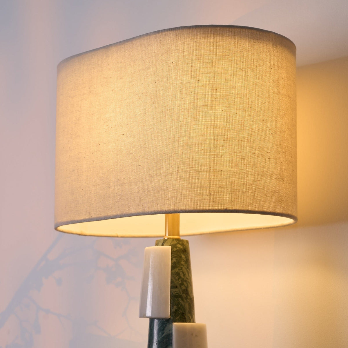 Duomo Marble Table Lamp – Sculptural Stone Base with Fabric Shade