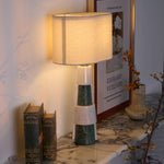 Duomo Marble Table Lamp – Sculptural Stone Base with Fabric Shade