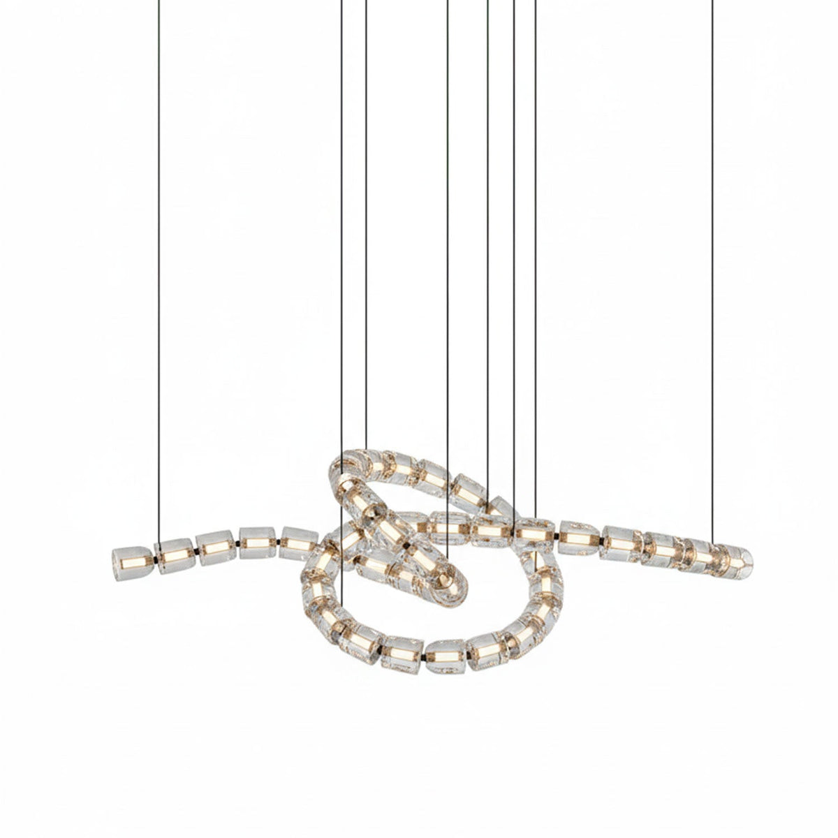 Gabriel Gold Crystal Chandelier – Sculptural LED Pendant for Modern Interiors