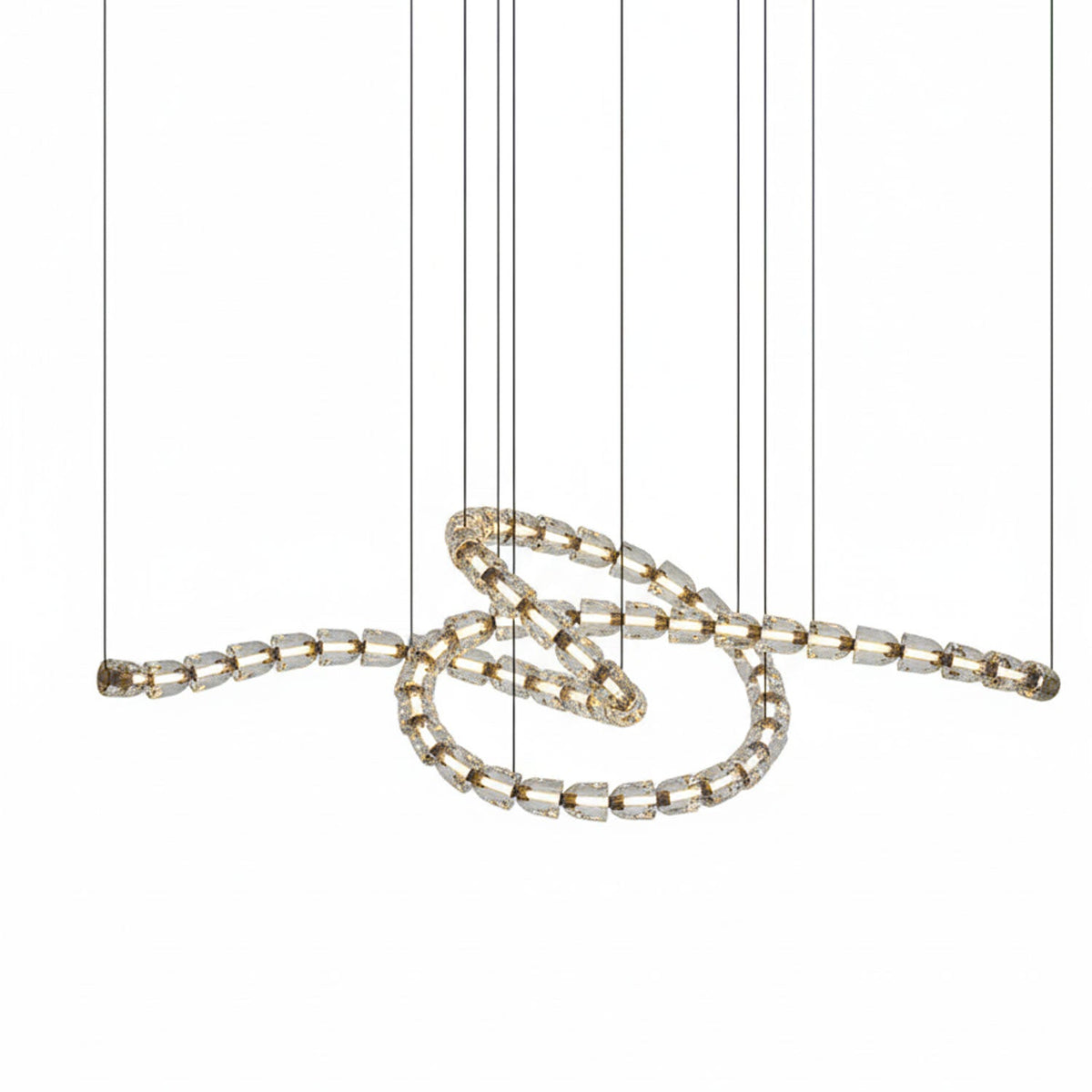Gabriel Gold Crystal Chandelier – Sculptural LED Pendant for Modern Interiors