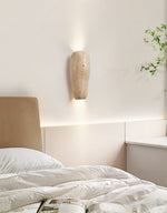 Earthy Stone Wall Sconce in Yellow Travertine – Modern Organic Lighting
