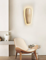 Earthy Stone Wall Sconce in Yellow Travertine – Modern Organic Lighting