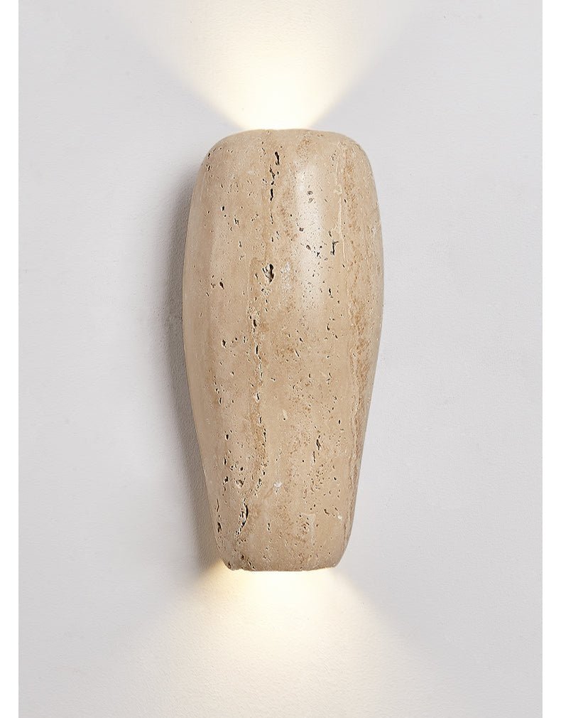 Earthy Stone Wall Sconce in Yellow Travertine – Modern Organic Lighting