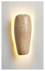 Earthy Stone Wall Sconce in Yellow Travertine – Modern Organic Lighting