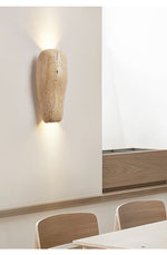 Earthy Stone Wall Sconce in Yellow Travertine – Modern Organic Lighting