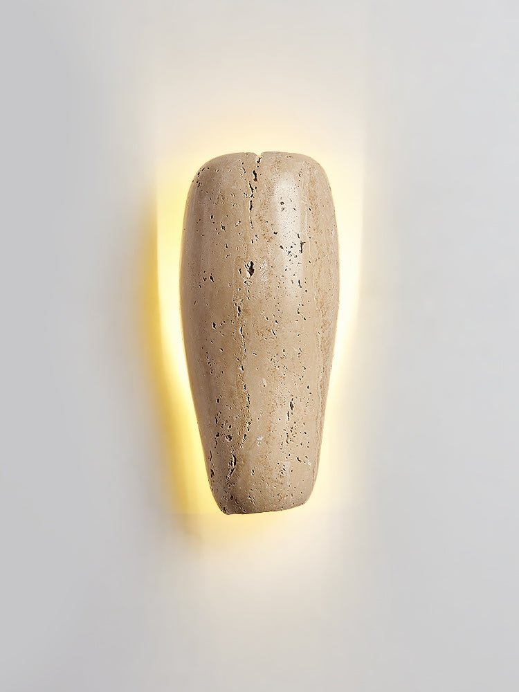 Earthy Stone Wall Sconce in Yellow Travertine – Modern Organic Lighting