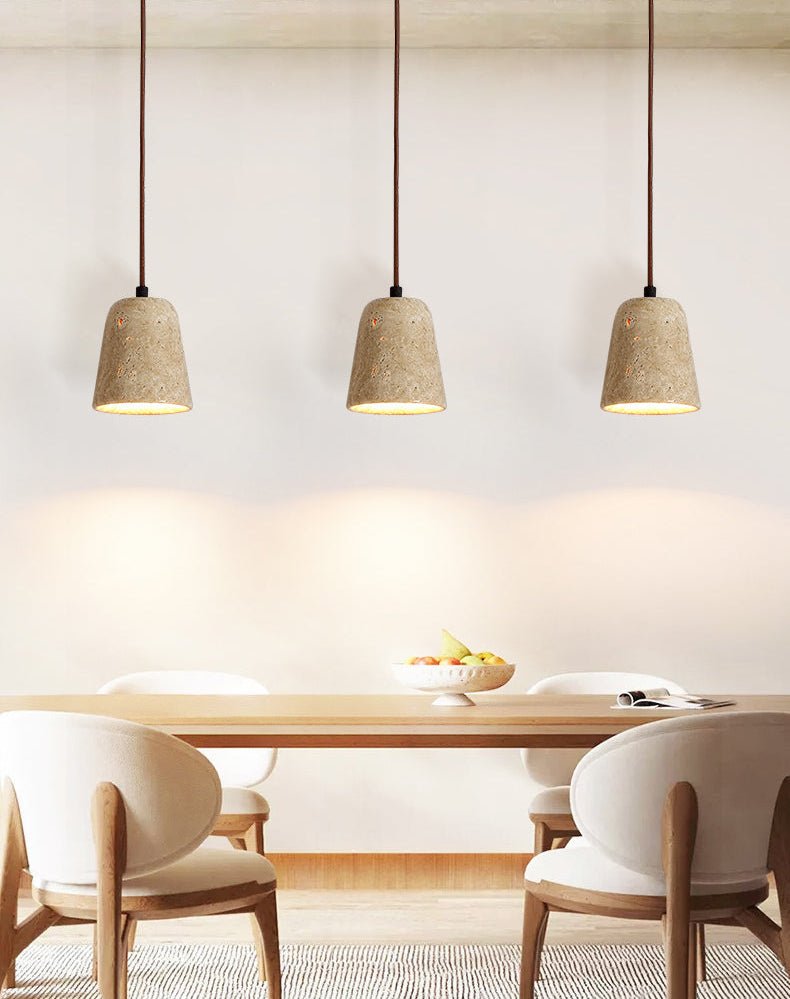 Travertine Cone Pendant Light – Natural Stone Illumination for Modern Interiors