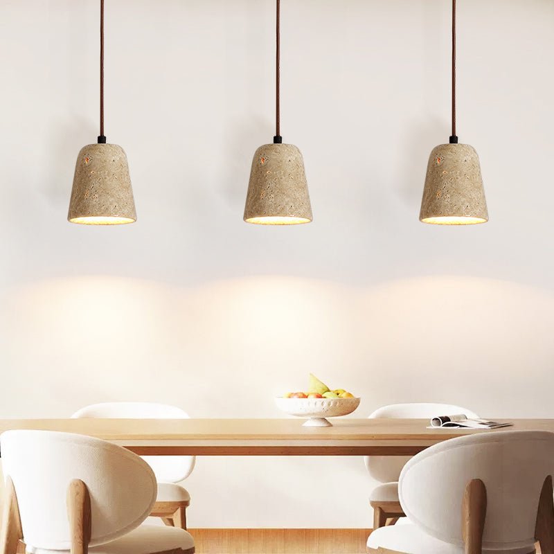 Travertine Cone Pendant Light – Natural Stone Illumination for Modern Interiors
