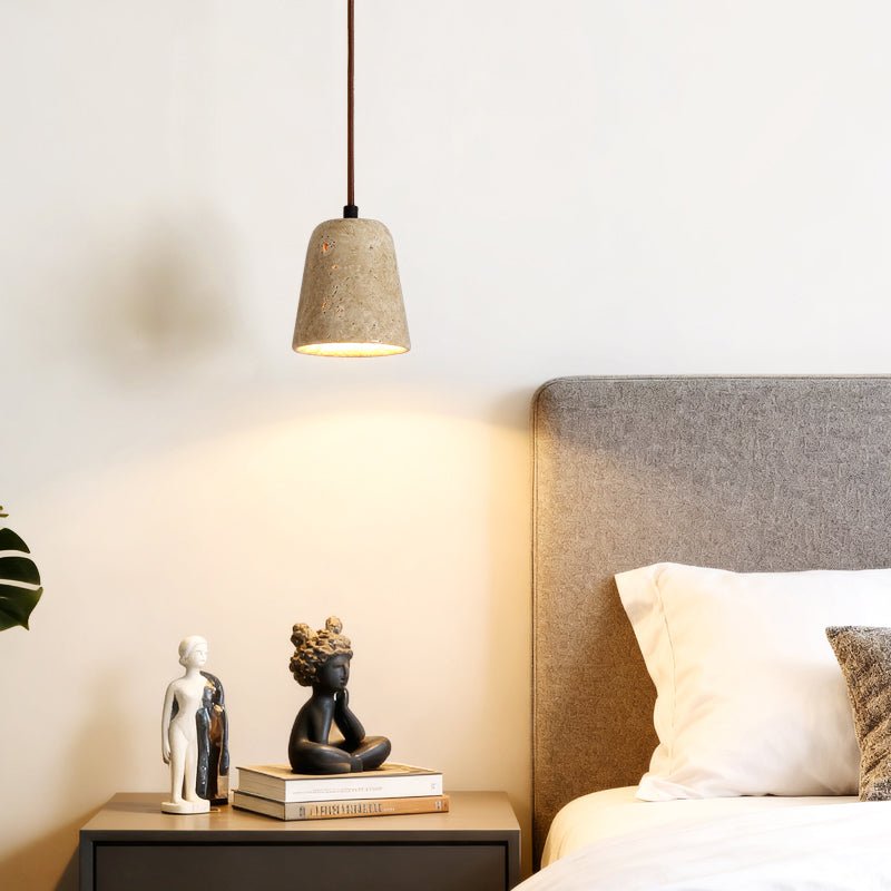 Travertine Cone Pendant Light – Natural Stone Illumination for Modern Interiors