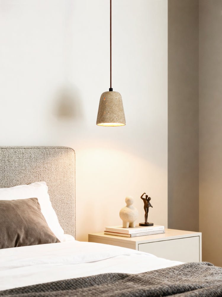 Travertine Cone Pendant Light – Natural Stone Illumination for Modern Interiors