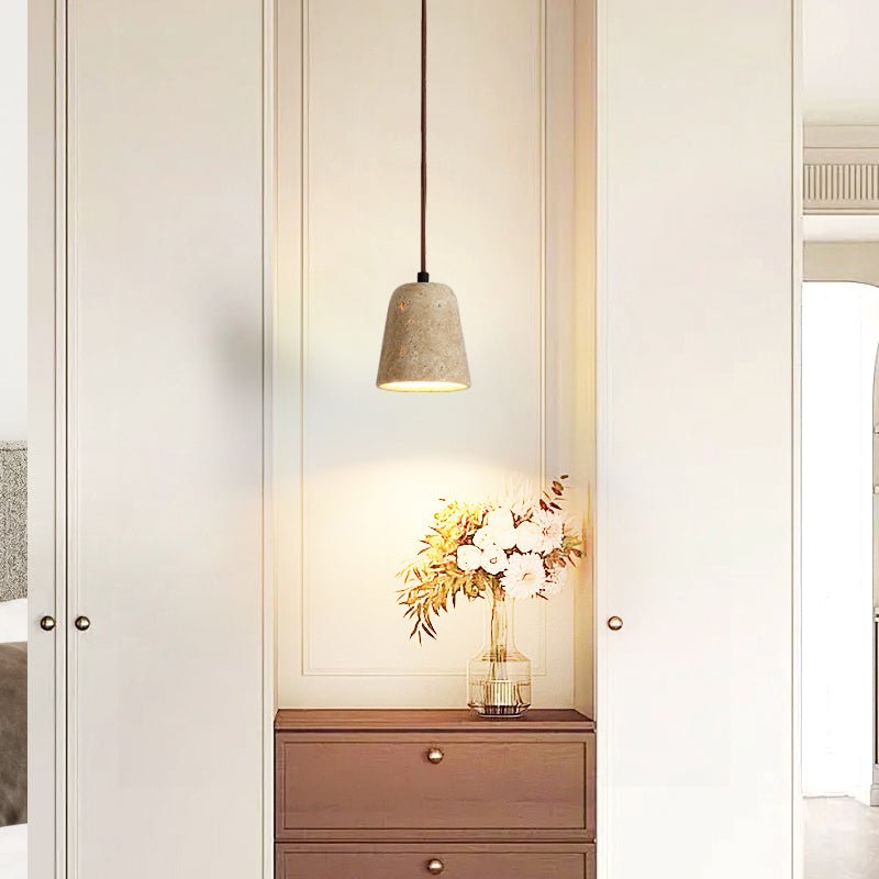 Travertine Cone Pendant Light – Natural Stone Illumination for Modern Interiors