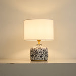 Ebony Vine Ceramic Table Lamp with Beige Fabric Shade