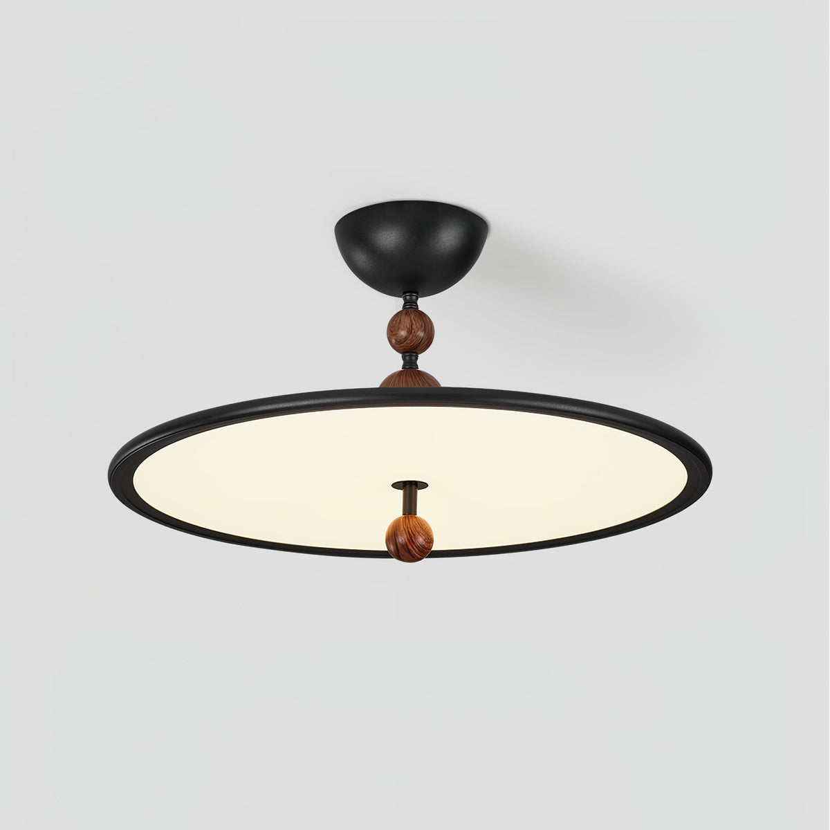 Eclipsa Modern LED Flush Mount Ceiling Light in Black and Walnut