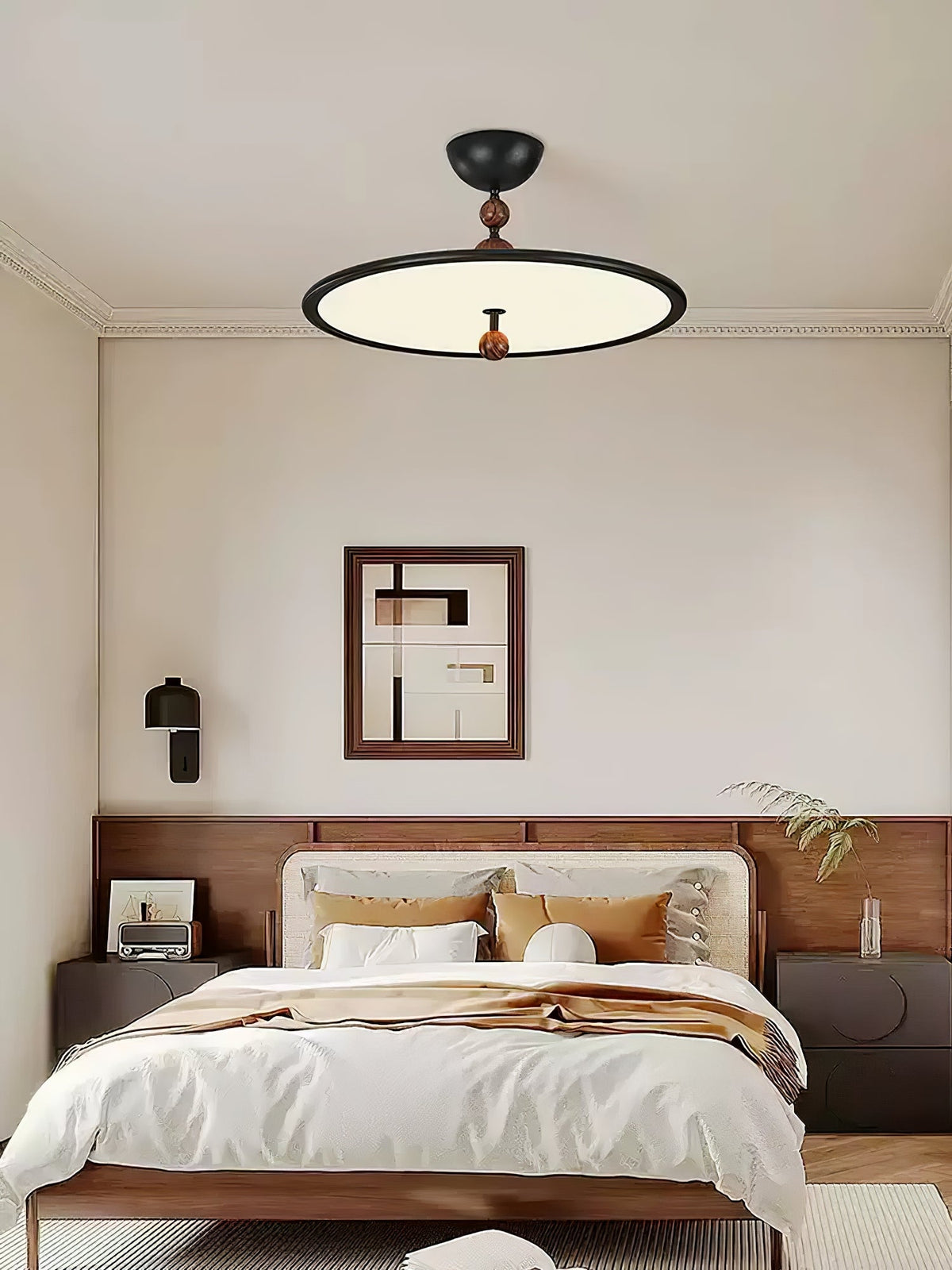 Eclipsa Modern LED Flush Mount Ceiling Light in Black and Walnut