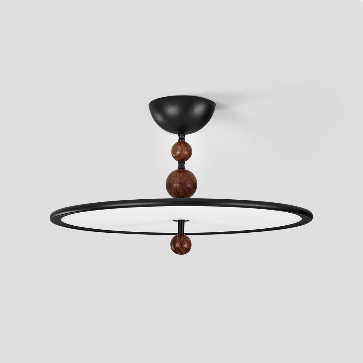 Eclipsa Modern LED Flush Mount Ceiling Light in Black and Walnut