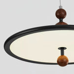 Eclipsa Modern Pendant Light with Walnut Finish and Black Metal Halo